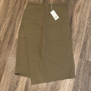 Vince Olive Midi Skirt in Khaki Green